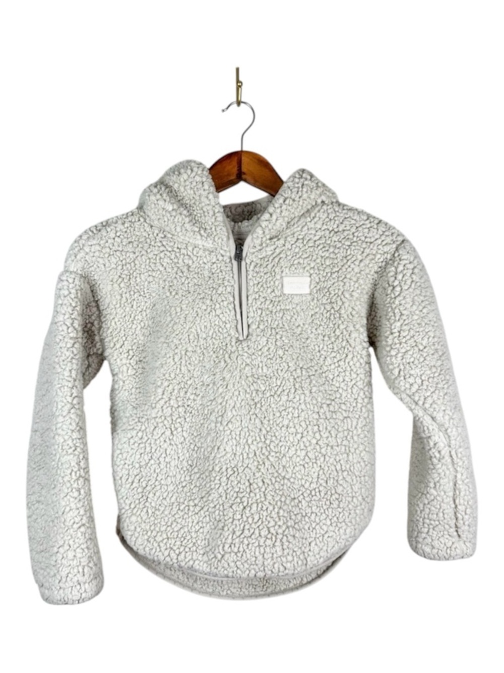 Abercrombie Kids Teddy Bear Fleece Sherpa Fur Hoodie Pullover Jacket Oatmeal